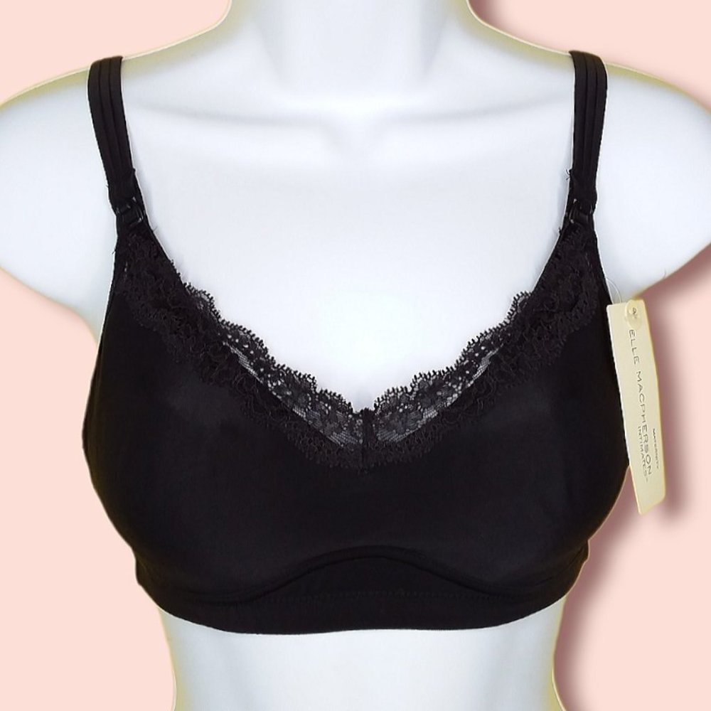 NWT Elle Macpherson Maternelle Maternity Nursing Bra 32C Black Wireless